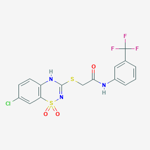 2-((7-chloro-1,1-dioxido-4H-benzo[e][1,2,4]thiadiazin-3-yl)thio)-N-(3-(trifluoromethyl)phenyl)acetamide