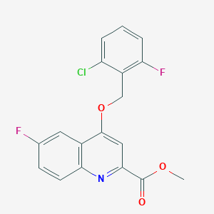 molecular formula C18H12ClF2NO3 B2923733 Methyl 4-[(2-chloro-6-fluorophenyl)methoxy]-6-fluoroquinoline-2-carboxylate CAS No. 1359391-01-7