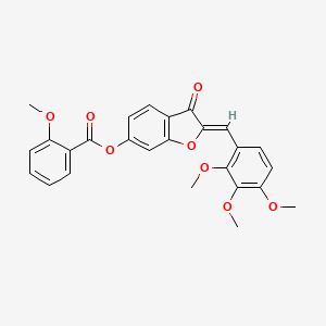 molecular formula C26H22O8 B2923737 (Z)-3-oxo-2-(2,3,4-trimethoxybenzylidene)-2,3-dihydrobenzofuran-6-yl 2-methoxybenzoate CAS No. 622365-40-6