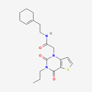 molecular formula C19H25N3O3S B2923753 N-(2-(cyclohex-1-en-1-yl)ethyl)-2-(2,4-dioxo-3-propyl-3,4-dihydrothieno[3,2-d]pyrimidin-1(2H)-yl)acetamide CAS No. 1260930-24-2