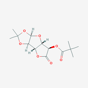 molecular formula C14H20O7 B029238 [(1S,2R,6R,8S,9R)-4,4-Dimethyl-10-oxo-3,5,7,11-tetraoxatricyclo[6.3.0.02,6]undecan-9-yl] 2,2-dimethylpropanoate CAS No. 243982-76-5