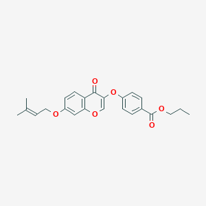 molecular formula C24H24O6 B2923819 propyl 4-({7-[(3-methylbut-2-en-1-yl)oxy]-4-oxo-4H-chromen-3-yl}oxy)benzoate CAS No. 859138-33-3