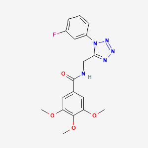 molecular formula C18H18FN5O4 B2923836 N-((1-(3-fluorophenyl)-1H-tetrazol-5-yl)methyl)-3,4,5-trimethoxybenzamide CAS No. 941999-97-9