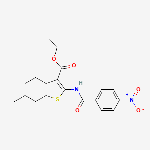molecular formula C19H20N2O5S B2923837 ETHYL 6-METHYL-2-(4-NITROBENZAMIDO)-4,5,6,7-TETRAHYDRO-1-BENZOTHIOPHENE-3-CARBOXYLATE CAS No. 328275-57-6