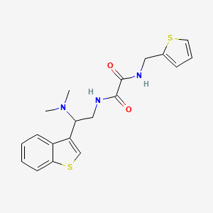 molecular formula C19H21N3O2S2 B2923851 N-[2-(1-benzothiophen-3-yl)-2-(dimethylamino)ethyl]-N'-[(thiophen-2-yl)methyl]ethanediamide CAS No. 2034300-75-7