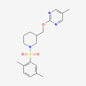 molecular formula C19H25N3O3S B2923862 2-{[1-(2,5-Dimethylbenzenesulfonyl)piperidin-3-yl]methoxy}-5-methylpyrimidine CAS No. 2380056-61-9