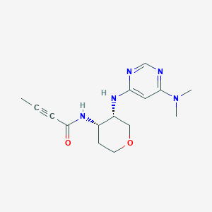 molecular formula C15H21N5O2 B2923866 N-[(3S,4S)-3-[[6-(Dimethylamino)pyrimidin-4-yl]amino]oxan-4-yl]but-2-ynamide CAS No. 2223239-35-6
