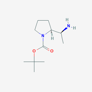 molecular formula C11H22N2O2 B2923924 tert-butyl (2S)-2-[(1S)-1-aminoethyl]pyrrolidine-1-carboxylate CAS No. 486415-09-2