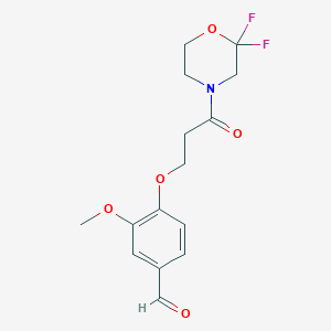 B2923933 4-[3-(2,2-Difluoromorpholin-4-yl)-3-oxopropoxy]-3-methoxybenzaldehyde CAS No. 2094391-81-6