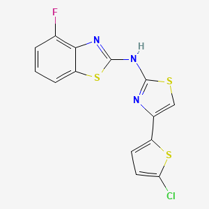 molecular formula C14H7ClFN3S3 B2923957 N-[4-(5-chlorothiophen-2-yl)-1,3-thiazol-2-yl]-4-fluoro-1,3-benzothiazol-2-amine CAS No. 862974-65-0