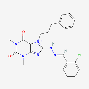 molecular formula C23H23ClN6O2 B2923979 8-[(E)-2-[(2-chlorophenyl)methylidene]hydrazin-1-yl]-1,3-dimethyl-7-(3-phenylpropyl)-2,3,6,7-tetrahydro-1H-purine-2,6-dione CAS No. 949409-07-8