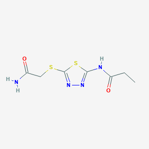 molecular formula C7H10N4O2S2 B2924042 N-(5-((2-amino-2-oxoethyl)thio)-1,3,4-thiadiazol-2-yl)propionamide CAS No. 893157-19-2