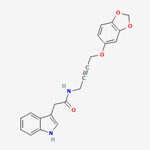 molecular formula C21H18N2O4 B2924064 N-(4-(benzo[d][1,3]dioxol-5-yloxy)but-2-yn-1-yl)-2-(1H-indol-3-yl)acetamide CAS No. 1448051-05-5