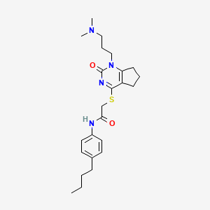 molecular formula C24H34N4O2S B2924074 N-(4-butylphenyl)-2-((1-(3-(dimethylamino)propyl)-2-oxo-2,5,6,7-tetrahydro-1H-cyclopenta[d]pyrimidin-4-yl)thio)acetamide CAS No. 898434-46-3