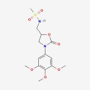 molecular formula C14H20N2O7S B2924091 N-((2-oxo-3-(3,4,5-trimethoxyphenyl)oxazolidin-5-yl)methyl)methanesulfonamide CAS No. 954602-48-3