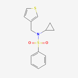 molecular formula C14H15NO2S2 B2924099 N-cyclopropyl-N-(thiophen-3-ylmethyl)benzenesulfonamide CAS No. 1235094-89-9
