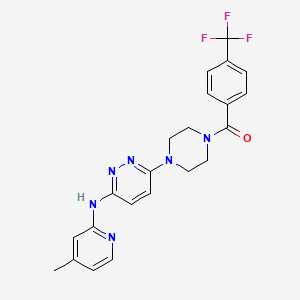 molecular formula C22H21F3N6O B2924103 N-(4-methylpyridin-2-yl)-6-{4-[4-(trifluoromethyl)benzoyl]piperazin-1-yl}pyridazin-3-amine CAS No. 1021028-01-2