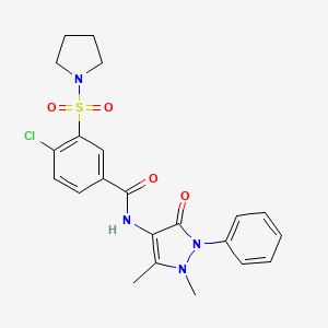 4-chloro-N-(1,5-dimethyl-3-oxo-2-phenyl-2,3-dihydro-1H-pyrazol-4-yl)-3-(pyrrolidin-1-ylsulfonyl)benzamide