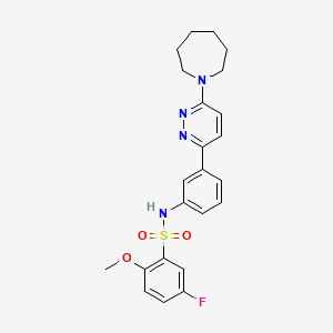 molecular formula C23H25FN4O3S B2924154 N-{3-[6-(azepan-1-yl)pyridazin-3-yl]phenyl}-5-fluoro-2-methoxybenzene-1-sulfonamide CAS No. 904826-30-8