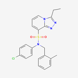 molecular formula C22H21ClN4O2S B2924158 N-(4-chlorophenyl)-3-ethyl-N-[(2-methylphenyl)methyl]-[1,2,4]triazolo[4,3-a]pyridine-8-sulfonamide CAS No. 1251586-56-7