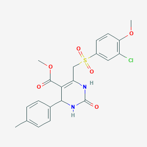 molecular formula C21H21ClN2O6S B2924167 Methyl 6-[(3-chloro-4-methoxybenzenesulfonyl)methyl]-4-(4-methylphenyl)-2-oxo-1,2,3,4-tetrahydropyrimidine-5-carboxylate CAS No. 899999-00-9