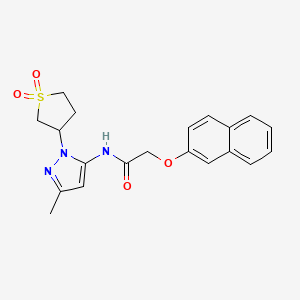 molecular formula C20H21N3O4S B2924172 N-[1-(1,1-dioxo-1lambda6-thiolan-3-yl)-3-methyl-1H-pyrazol-5-yl]-2-(naphthalen-2-yloxy)acetamide CAS No. 1172772-30-3