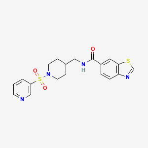 molecular formula C19H20N4O3S2 B2924195 N-((1-(pyridin-3-ylsulfonyl)piperidin-4-yl)methyl)benzo[d]thiazole-6-carboxamide CAS No. 1797966-89-2