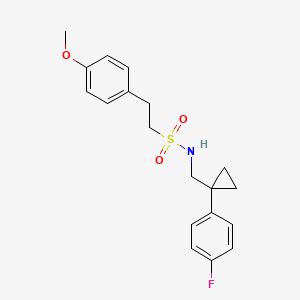 molecular formula C19H22FNO3S B2924198 N-((1-(4-fluorophenyl)cyclopropyl)methyl)-2-(4-methoxyphenyl)ethanesulfonamide CAS No. 1049381-76-1