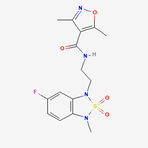 molecular formula C15H17FN4O4S B2924214 N-(2-(6-fluoro-3-methyl-2,2-dioxidobenzo[c][1,2,5]thiadiazol-1(3H)-yl)ethyl)-3,5-dimethylisoxazole-4-carboxamide CAS No. 2034239-92-2