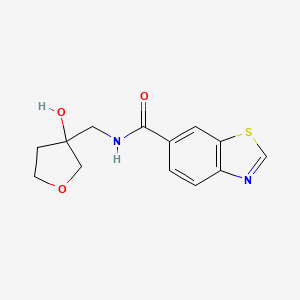 molecular formula C13H14N2O3S B2924231 N-[(3-hydroxyoxolan-3-yl)methyl]-1,3-benzothiazole-6-carboxamide CAS No. 1916609-88-5
