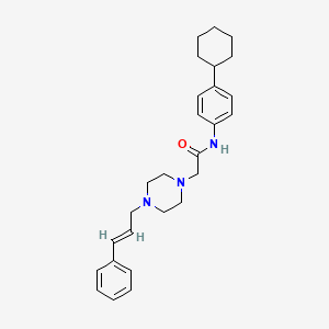 molecular formula C27H35N3O B2924244 N-(4-cyclohexylphenyl)-2-{4-[(2E)-3-phenylprop-2-en-1-yl]piperazin-1-yl}acetamide CAS No. 329080-38-8