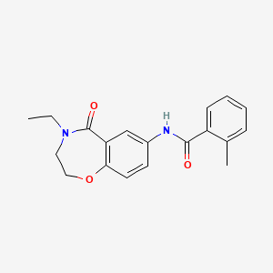 molecular formula C19H20N2O3 B2924245 N-(4-ethyl-5-oxo-2,3,4,5-tetrahydro-1,4-benzoxazepin-7-yl)-2-methylbenzamide CAS No. 922054-61-3