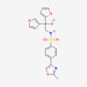molecular formula C20H18N2O6S B2924246 N-(2-(furan-2-yl)-2-(furan-3-yl)-2-hydroxyethyl)-4-(2-methyloxazol-4-yl)benzenesulfonamide CAS No. 2034621-99-1