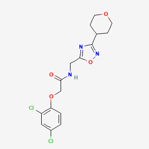 molecular formula C16H17Cl2N3O4 B2924259 2-(2,4-dichlorophenoxy)-N-{[3-(oxan-4-yl)-1,2,4-oxadiazol-5-yl]methyl}acetamide CAS No. 2034535-12-9