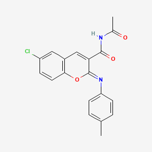 B2924325 (2Z)-N-acetyl-6-chloro-2-[(4-methylphenyl)imino]-2H-chromene-3-carboxamide CAS No. 330158-28-6