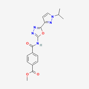 molecular formula C17H17N5O4 B2924373 methyl 4-((5-(1-isopropyl-1H-pyrazol-3-yl)-1,3,4-oxadiazol-2-yl)carbamoyl)benzoate CAS No. 1208638-14-5