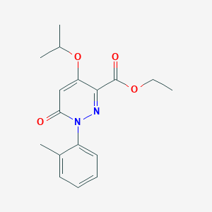 molecular formula C17H20N2O4 B2924427 Ethyl 4-isopropoxy-6-oxo-1-(o-tolyl)-1,6-dihydropyridazine-3-carboxylate CAS No. 886951-94-6