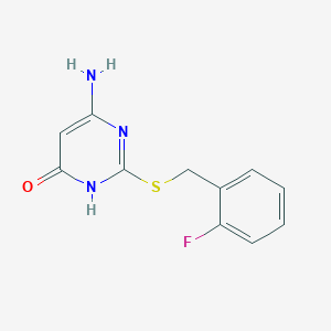 molecular formula C11H10FN3OS B2924487 6-Amino-2-((2-fluorobenzyl)thio)pyrimidin-4-ol CAS No. 354582-82-4