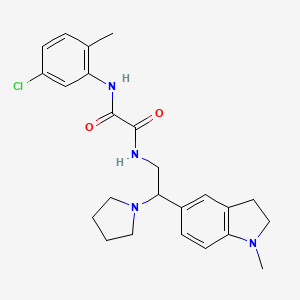 molecular formula C24H29ClN4O2 B2924494 N'-(5-chloro-2-methylphenyl)-N-[2-(1-methyl-2,3-dihydro-1H-indol-5-yl)-2-(pyrrolidin-1-yl)ethyl]ethanediamide CAS No. 922014-65-1