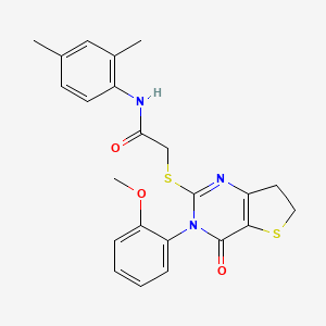 molecular formula C23H23N3O3S2 B2924499 N-(2,4-dimethylphenyl)-2-{[3-(2-methoxyphenyl)-4-oxo-3H,4H,6H,7H-thieno[3,2-d]pyrimidin-2-yl]sulfanyl}acetamide CAS No. 686772-10-1