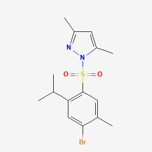 B2924546 1-[(3,5-Dimethylpyrazolyl)sulfonyl]-4-bromo-5-methyl-2-(methylethyl)benzene CAS No. 1179491-09-8