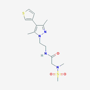 molecular formula C15H22N4O3S2 B2924564 N-{2-[3,5-dimethyl-4-(thiophen-3-yl)-1H-pyrazol-1-yl]ethyl}-2-(N-methylmethanesulfonamido)acetamide CAS No. 2034555-71-8