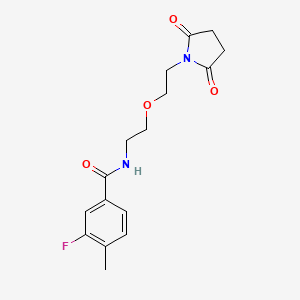 molecular formula C16H19FN2O4 B2924602 N-{2-[2-(2,5-dioxopyrrolidin-1-yl)ethoxy]ethyl}-3-fluoro-4-methylbenzamide CAS No. 2320923-63-3