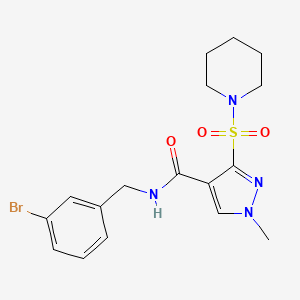 molecular formula C17H21BrN4O3S B2924654 N-(3-bromobenzyl)-1-methyl-3-(piperidin-1-ylsulfonyl)-1H-pyrazole-4-carboxamide CAS No. 1251683-45-0