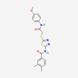molecular formula C20H20N4O3S2 B2924718 N-(5-((2-((4-methoxyphenyl)amino)-2-oxoethyl)thio)-1,3,4-thiadiazol-2-yl)-3,4-dimethylbenzamide CAS No. 392293-87-7