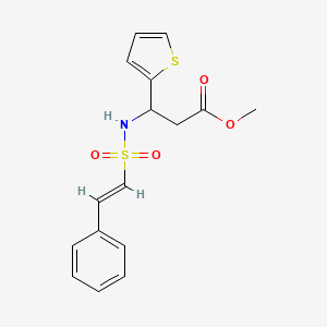 molecular formula C16H17NO4S2 B2924729 Methyl 3-[[(E)-2-phenylethenyl]sulfonylamino]-3-thiophen-2-ylpropanoate CAS No. 1030762-70-9