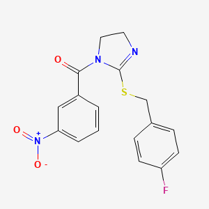(2-((4-fluorobenzyl)thio)-4,5-dihydro-1H-imidazol-1-yl)(3-nitrophenyl)methanone