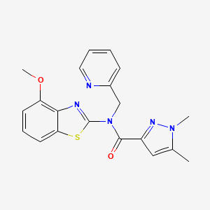 B2924776 N-(4-methoxybenzo[d]thiazol-2-yl)-1,5-dimethyl-N-(pyridin-2-ylmethyl)-1H-pyrazole-3-carboxamide CAS No. 1014090-31-3