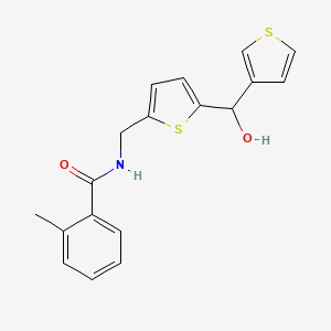 molecular formula C18H17NO2S2 B2924825 N-((5-(hydroxy(thiophen-3-yl)methyl)thiophen-2-yl)methyl)-2-methylbenzamide CAS No. 1798023-97-8
