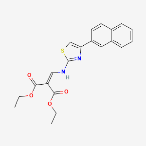 molecular formula C21H20N2O4S B2924857 Diethyl 2-({[4-(2-naphthyl)-1,3-thiazol-2-yl]amino}methylene)malonate CAS No. 478258-62-7